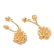Gold plated sterling silver dangle earrings, 'Glinting Roses' - 18k Gold Plated Sterling Silver Rose Earrings from Bali (image 2a) thumbail