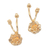 Gold plated sterling silver dangle earrings, 'Glinting Roses' - 18k Gold Plated Sterling Silver Rose Earrings from Bali (image 2d) thumbail