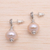 Cultured pearl dangle earrings, 'Pink Buddha's Curls' - Pink Cultured Pearl Dangle Earrings from Bali (image 2b) thumbail