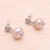 Cultured pearl dangle earrings, 'Pink Buddha's Curls' - Pink Cultured Pearl Dangle Earrings from Bali (image 2c) thumbail