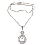 Sterling silver pendant necklace, 'Buddha Symphony' - Circular Buddha's Curl Sterling Silver Pendant Necklace