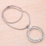 Reversible garnet and cultured pearl pendant necklace, 'Faces of Buddha' - Garnet and Cultured Pearl Reversible Pendant Necklace