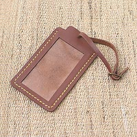 Featured review for Leather luggage tag, Identity in Brown