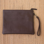 Leather wristlet, 'Espresso Simplicity' - Simple Leather Wristlet in Espresso from Java