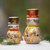 Wood holiday decor, 'Smiling Snowmen' (pair) - Distressed Gold-Tone Wood Snowman Holiday Decor (Pair)
