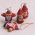 Holzornamente, (4er-Set) - Glitzernde Weihnachtsmann-Ornamente aus Bali (4er-Set)