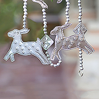 Aluminum ornament garlands, 'Flying Reindeer' (set of 3) - Aluminum Reindeer Ornament Garlands(Set of 3)