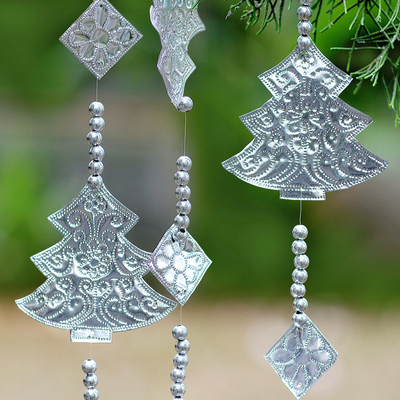Aluminum ornament garlands, 'Christmas Tree Parade' (set of 3) - Aluminum Christmas Tree Ornament Garlands (Set of 3)