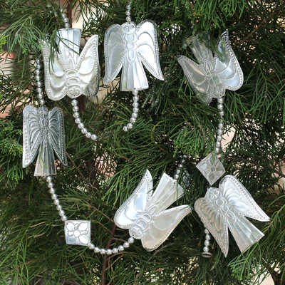 Aluminum ornament garland, 'Line of Angels' - Handmade Aluminum Angel Ornament Garland from Bali