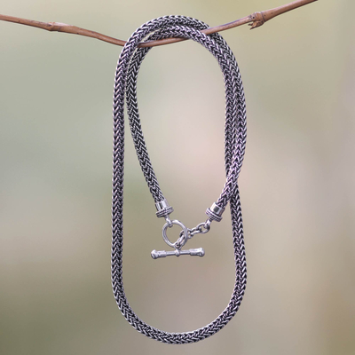 Sterling silver chain necklace, 'Skin and Snake' - Artisan Crafted Sterling Silver Chain Necklace