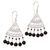 Onyx chandelier earrings, 'Spiral Fascination' - Spiral Pattern Onyx Chandelier Earrings from Bali