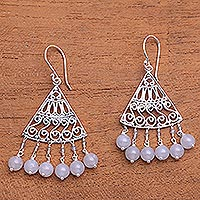 Moonstone chandelier earrings, 'Spiral Fascination'