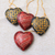 Batik wood ornaments, 'Traditional Hearts' (set of 4) - Traditional Batik Wood Heart Ornaments from Java (Set of 4) (image 2b) thumbail