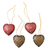 Adornos de madera batik (juego de 4) - Adornos tradicionales de corazón de madera batik de Java (juego de 4)