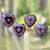 Batik wood ornaments, 'Heart Flowers' (set of 4) - Floral Batik Wood Heart Ornaments from Java (Set of 4) thumbail
