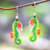 Bone dangle earrings, 'Happy Seahorses' - Bone Seahorse Dangle Earrings with Pearl and Amethyst