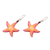 Bone and garnet dangle earrings, 'Happy Starfish' - Hand-Painted Bone and Garnet Starfish Dangle Earrings (image 2d) thumbail