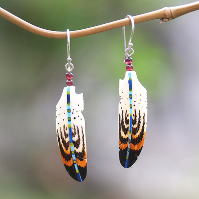 Amethyst dangle earrings, Antique Feathers