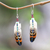 Garnet dangle earrings, 'Antique Feathers' - Hand-Painted Garnet Accent Feather Dangle Earrings thumbail