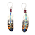 Garnet dangle earrings, 'Antique Feathers' - Hand-Painted Garnet Accent Feather Dangle Earrings thumbail