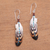 Garnet dangle earrings, 'Antique Feathers' - Hand-Painted Garnet Accent Feather Dangle Earrings (image 2b) thumbail