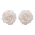 Bone button earrings, 'Fascinating Roses' - Hand-Carved Bone Rose Button Earrings from Bali thumbail