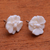 Bone button earrings, 'Fantastic Orchids' - Hand-Carved Bone Orchid Button Earrings from Bali (image 2d) thumbail