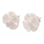 Bone button earrings, 'Fantastic Orchids' - Hand-Carved Bone Orchid Button Earrings from Bali (image 2e) thumbail