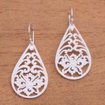 Bone dangle earrings, 'Bali Pride' - Bone Dangle Earrings with Intricate Openwork from Bali