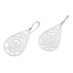 Bone dangle earrings, 'Bali Pride' - Bone Dangle Earrings with Intricate Openwork from Bali