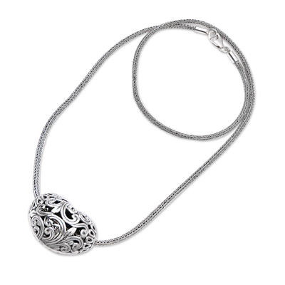 Collar colgante de plata esterlina - Collar con colgante de plata de ley en forma de corazón calado