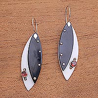Garnet dangle earrings, 'Light's Edge'