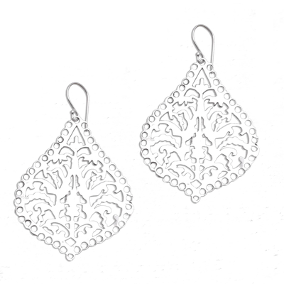 Sterling silver dangle earrings, 'Jagaraga Heritage' - Openwork Pattern Sterling Silver Dangle Earrings from Bali