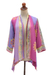 Chaqueta de kimono de rayón Batik, 'Primavera' - Chaqueta de kimono de rayón Batik fucsia y púrpura de Bali