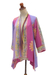Batik rayon kimono jacket, 'Primavera' - Fuchsia and Purple Batik Rayon Kimono Jacket from Bali (image 2c) thumbail