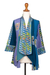 Batik rayon kimono jacket, 'Balinese Waters' - Blue Batik Rayon Kimono Jacket from Bali thumbail