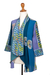 Batik rayon kimono jacket, 'Balinese Waters' - Blue Batik Rayon Kimono Jacket from Bali (image 2b) thumbail