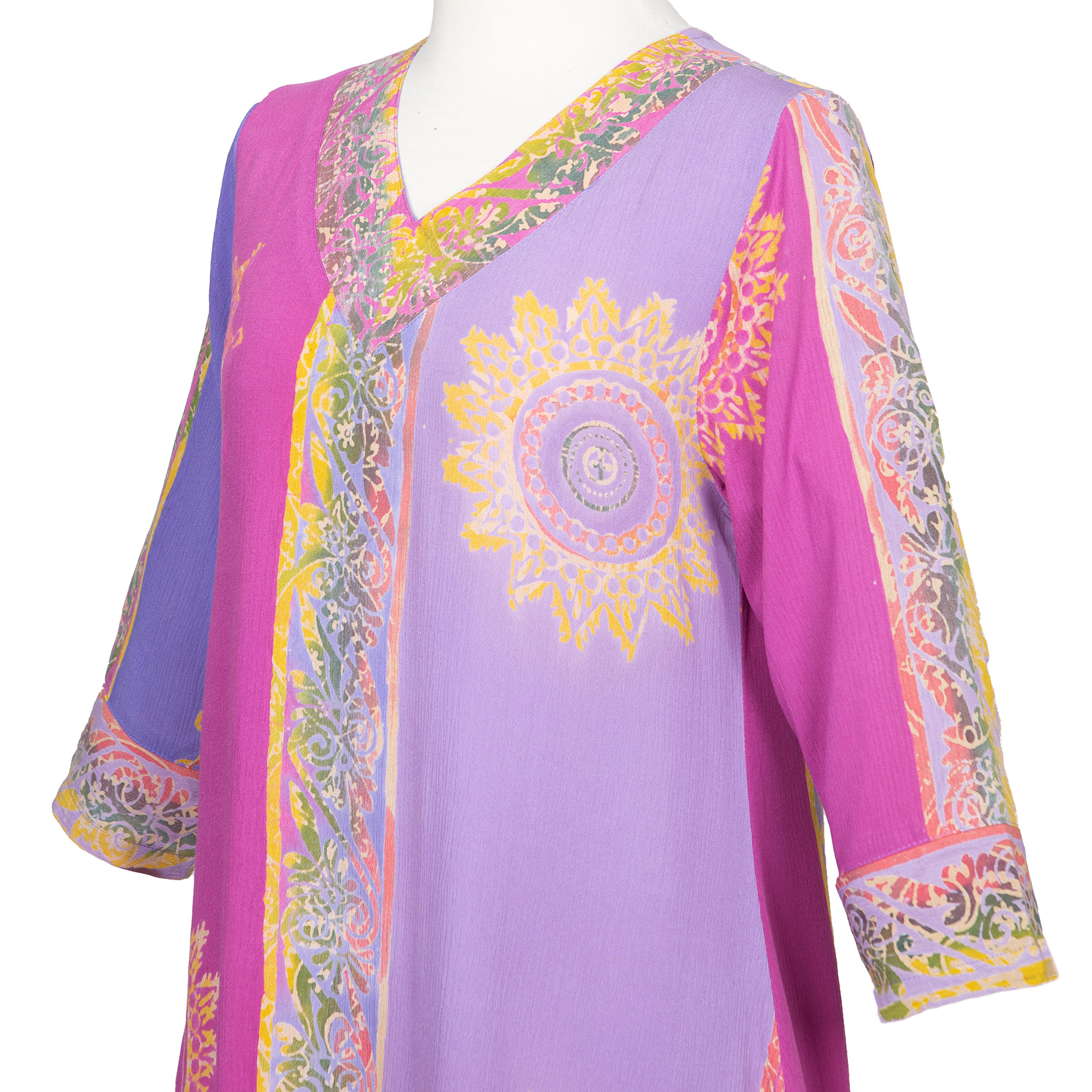 Fuchsia and Purple Batik Rayon Tunic from Bali - Balinese Twilight | NOVICA