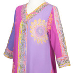 Rayon batik tunic, 'Balinese Twilight' - Fuchsia and Purple Batik Rayon Tunic from Bali