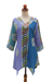 Rayon batik tunic, 'Balinese Waters' - Blue and Purple Batik Rayon Tunic from Bali (image 2a) thumbail