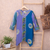 Rayon batik tunic, 'Balinese Waters' - Blue and Purple Batik Rayon Tunic from Bali