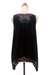 Rayon blouse, 'Flower Colors in Black' - Floral Embroidered Rayon Blouse in Black from Bali (image 2f) thumbail