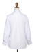 Rayon button-up blouse, 'Floral Cloud in White' - Floral Rayon Button-Front Blouse in White from Bali