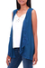 Rayon vest, 'Garden's Glory in Azure' - Floral Embroidered Rayon Vest in Azure from Bali (image 2c) thumbail