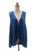Rayon vest, 'Garden's Glory in Azure' - Floral Embroidered Rayon Vest in Azure from Bali (image 2e) thumbail
