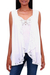 Rayon vest, 'Garden's Glory in White' - Floral Embroidered Rayon Vest in White from Bali thumbail