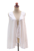 Rayon vest, 'Garden's Glory in White' - Floral Embroidered Rayon Vest in White from Bali (image 2d) thumbail