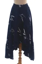 Rayon batik hi-low skirt, 'Midnight Fall' - Batik Rayon Skirt in Midnight and White from Bali