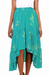 Rayon batik high-low skirt, 'Balinese Breeze in Turquoise' - Batik Rayon Skirt in Turquoise and Lemon from Bali thumbail