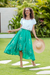 Rayon batik high-low skirt, 'Balinese Breeze in Turquoise' - Batik Rayon Skirt in Turquoise and Lemon from Bali (image 2c) thumbail